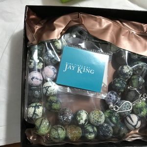 Jay King Mine Finds 27" Green round stone Necklace